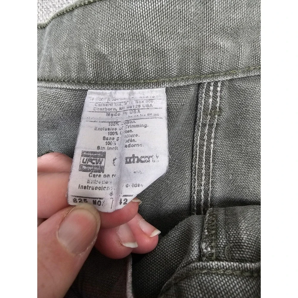 Carhartt Shorts Mens 42 Green Carpenter Utility Workwear USA Embroidered Pocket